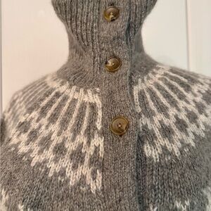 Alex Mill Gray and White Patterned Turtleneck Sweater